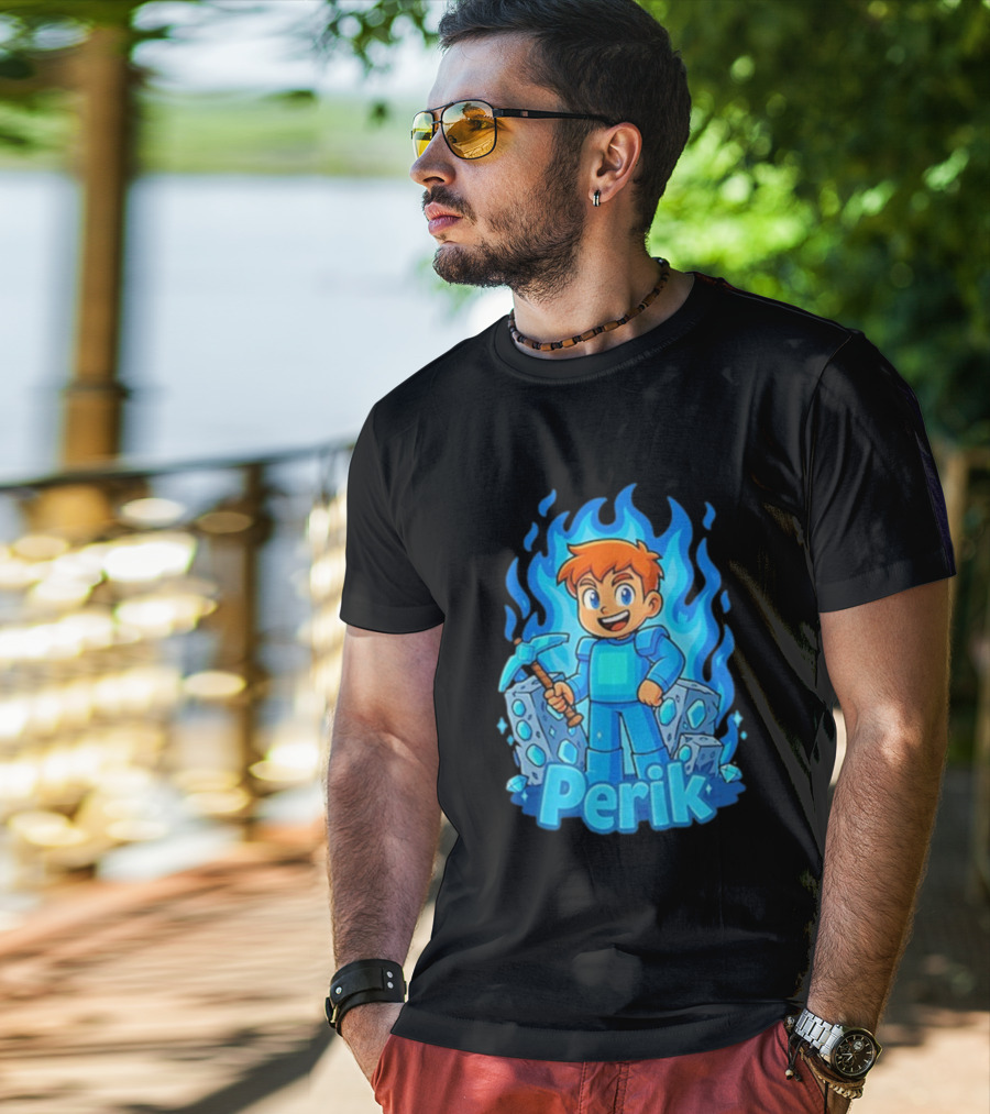 Perik Diamant Blue Flame Miner Character T-Shirt