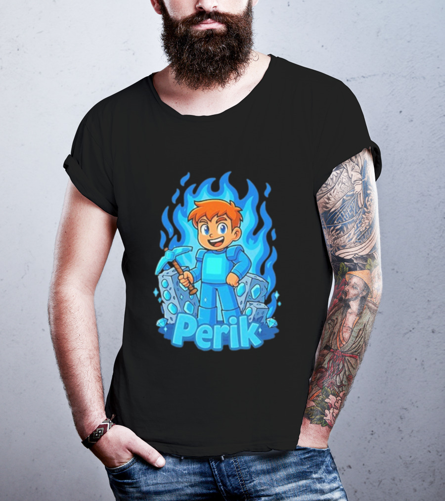 Perik Diamant Blue Flame Miner Character T-Shirt