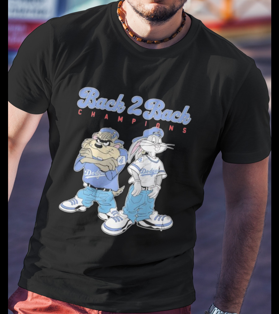 Tasmanian Devil Taz Bugs Bunny Dodgers Back 2 Back Champions T-Shirt