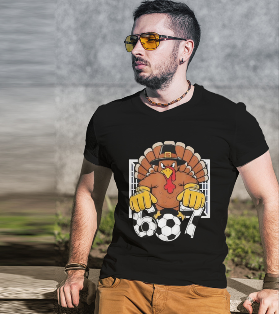 Turkey Soccer Goalie 67 Six Seven Boys Thanksgiving T-Shirt