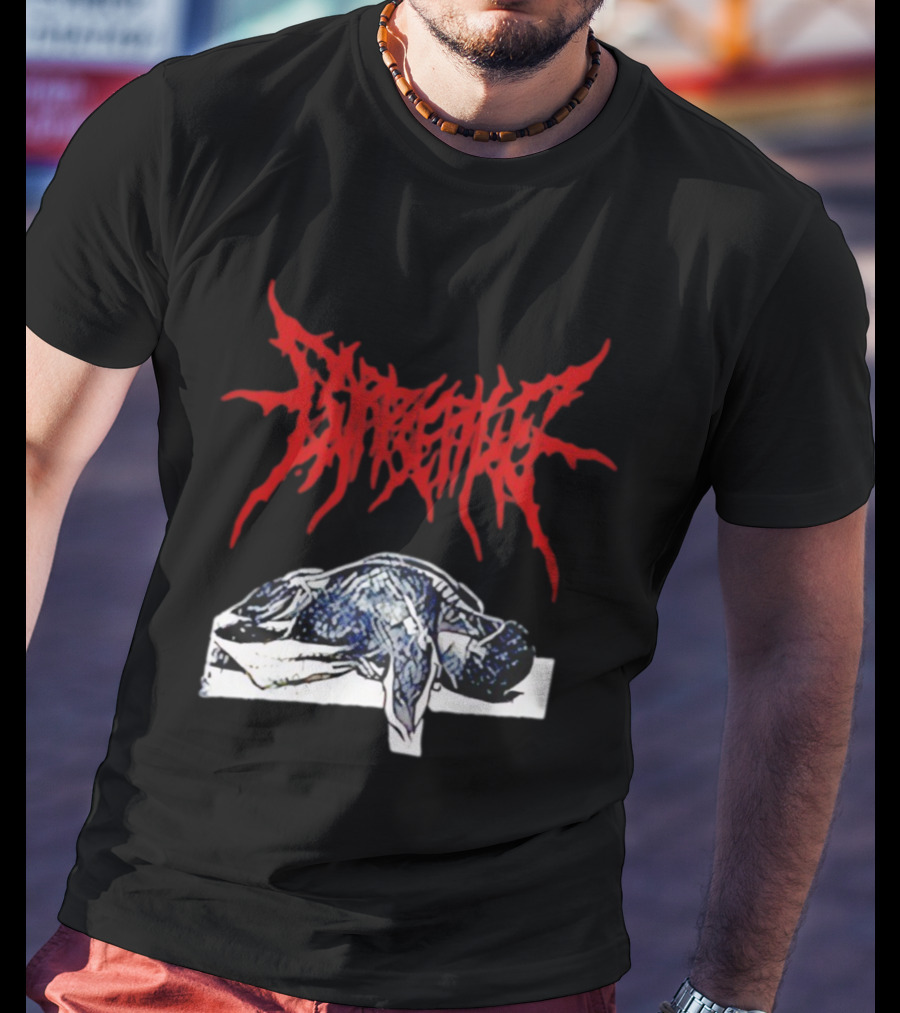 Corpse Pile Horror Extreme Metal Distressed Text Graphic T-Shirt