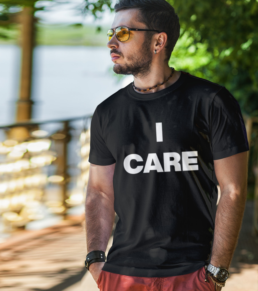 I Care 2025 Turnstile Bold Text Statement T-Shirt