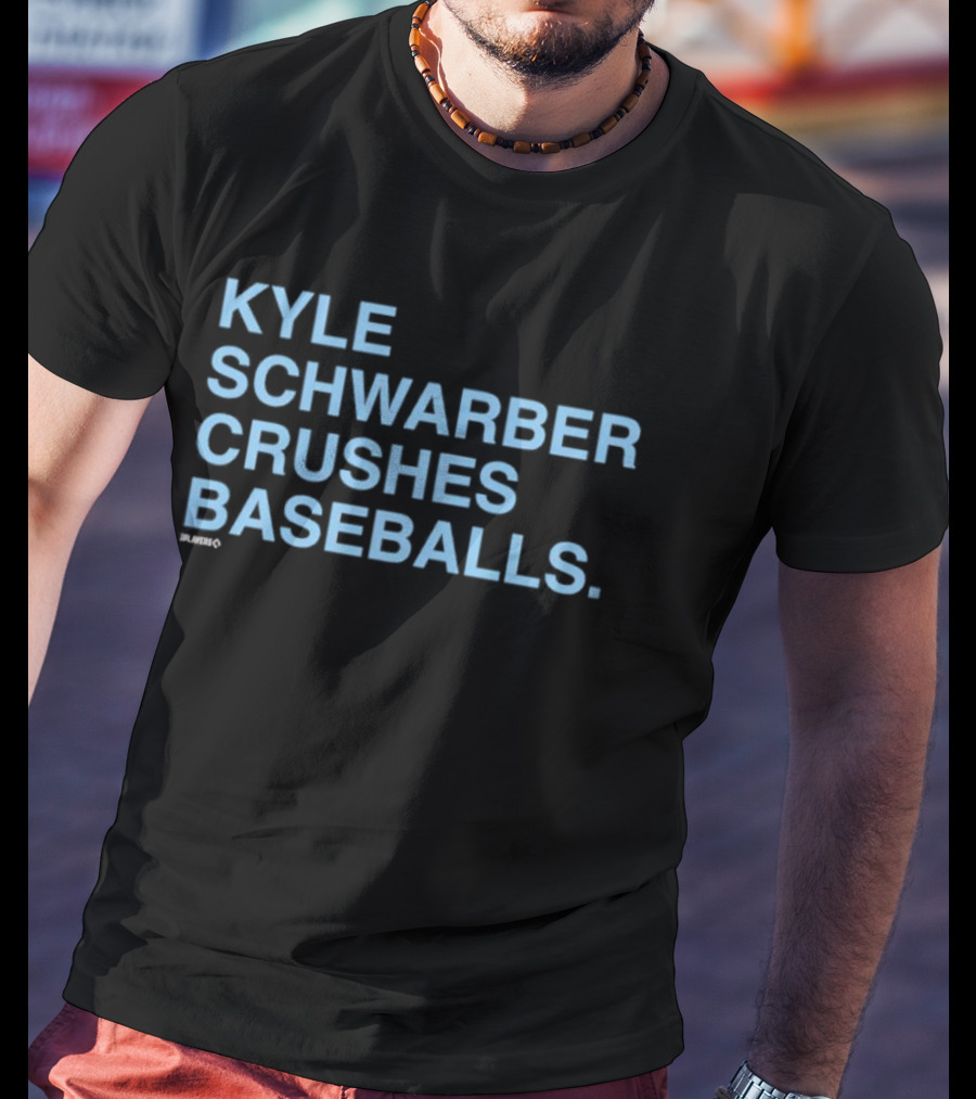 Kyle Schwarber Crushes Baseballs Bold Text Sports Design T-Shirt