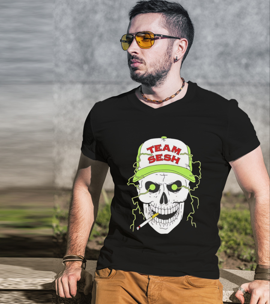 Team Sesh Skull Smoking Bone Tour North America 2025 T-Shirt