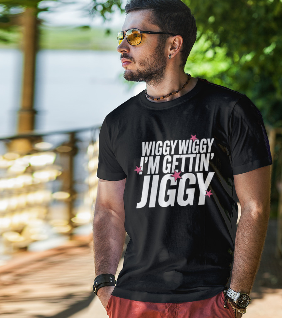 Wiggy Wiggy I'm Gettin' Jiggy Pink Stars T-Shirt