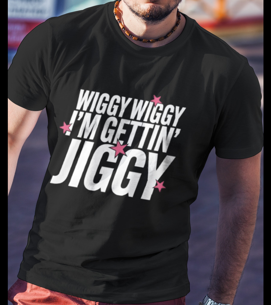 Wiggy Wiggy I'm Gettin' Jiggy Pink Stars T-Shirt