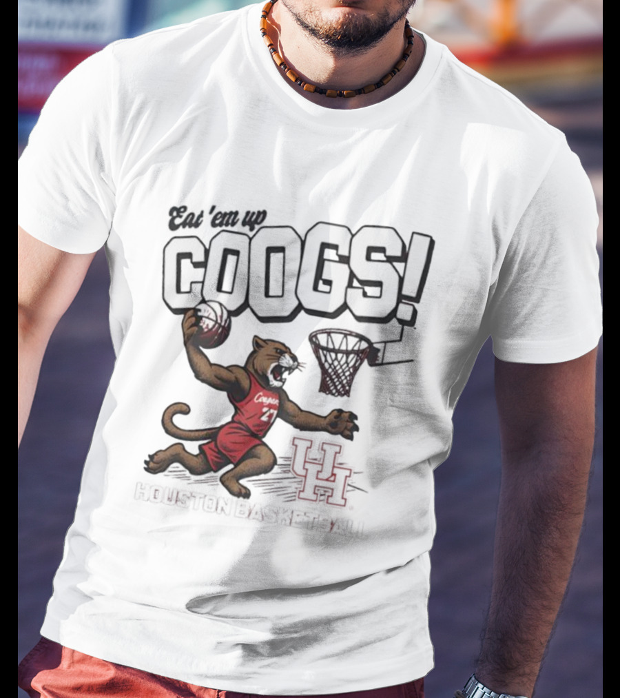 Eat 'Em Up Coogs Slam Dunk Houston Cougars Basketball Mascot T-Shirt