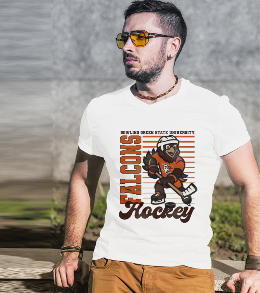 Bowling Green Falcons Freddy Falcon Hockey BG Mascot T-Shirt
