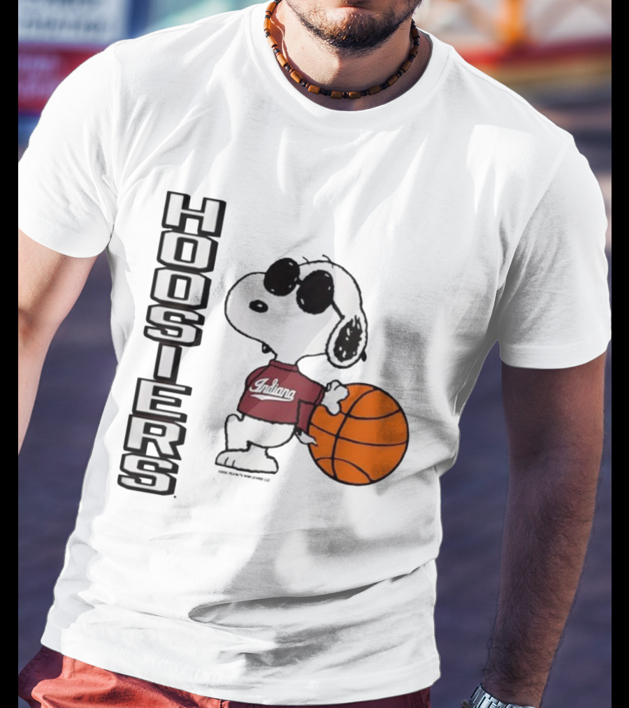 Indiana Hoosiers Peanuts Joe Cool Snoopy Basketball Fan Apparel T-Shirt
