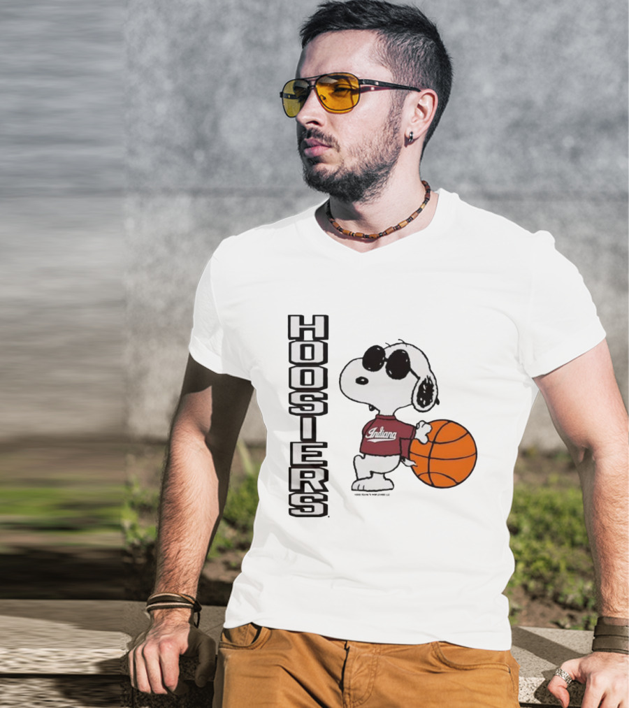 Indiana Hoosiers Peanuts Joe Cool Snoopy Basketball Fan Apparel T-Shirt