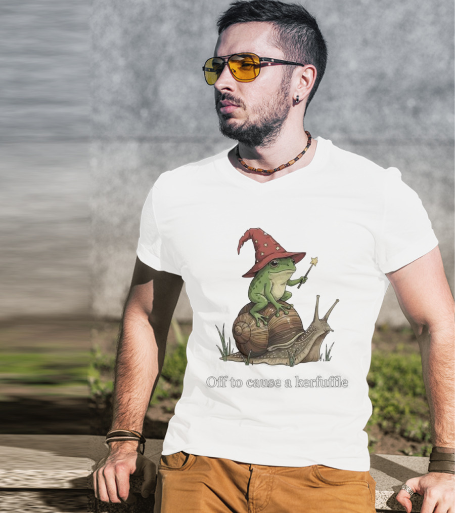 Whimsical Wizard Frog Snail Adventure Off To Cause A Kerfuffle T-Shirt