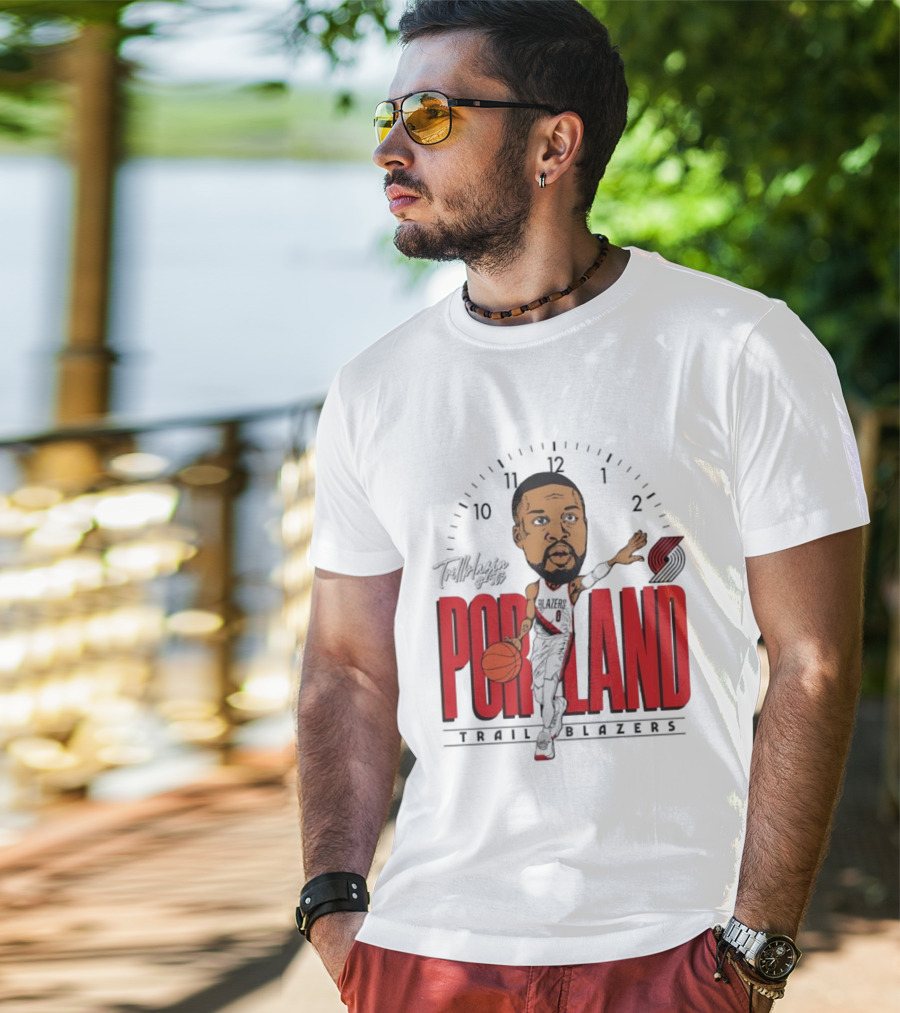 Portland Trail Blazers Cartoon Basketball Player Logo T-Shirt