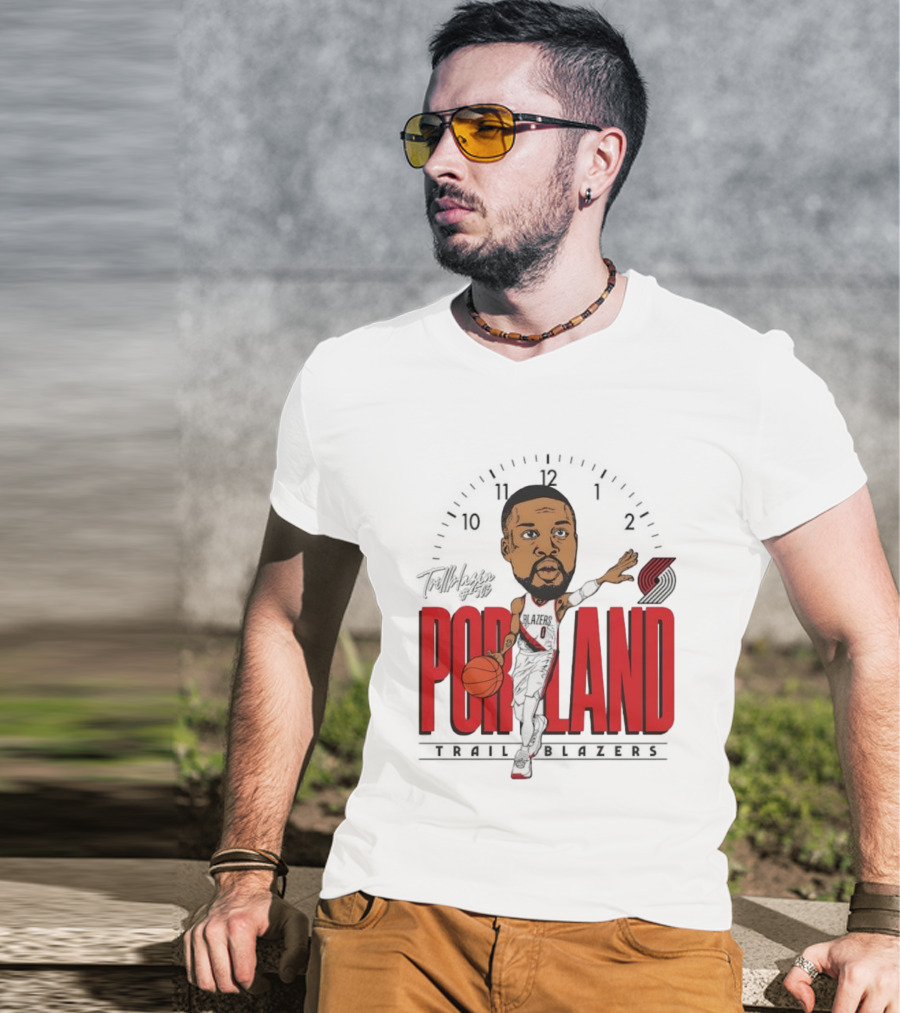 Portland Trail Blazers Cartoon Basketball Player Logo T-Shirt