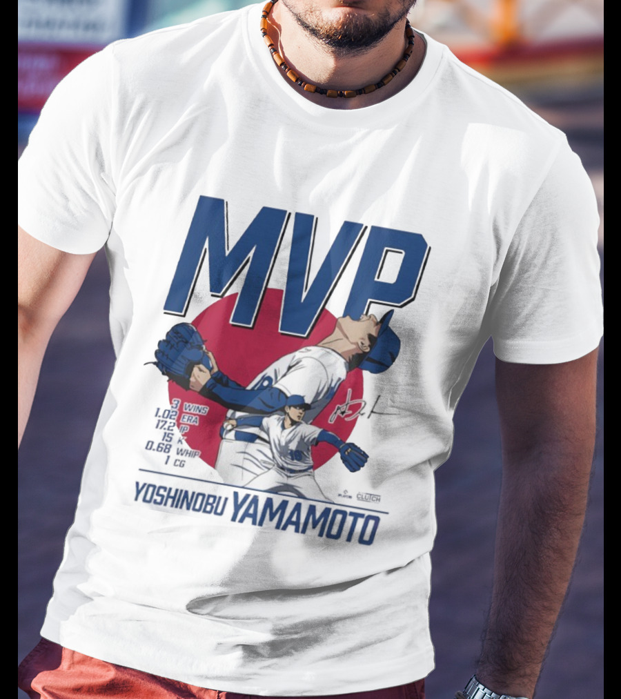 MVP Yoshinobu Yamamoto Three Wins Pitcher ERA Los Angeles Dodgers T-Shirt