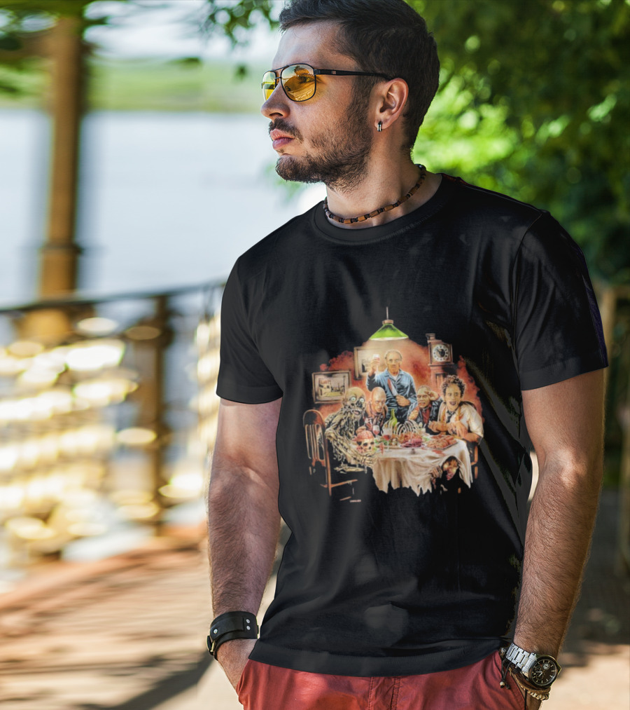 Cannibal Thanksgiving Horror Dinner With Skeletons And Monsters T-Shirt