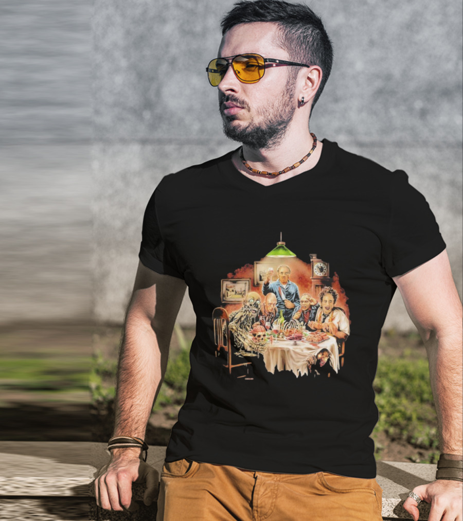 Cannibal Thanksgiving Horror Dinner With Skeletons And Monsters T-Shirt