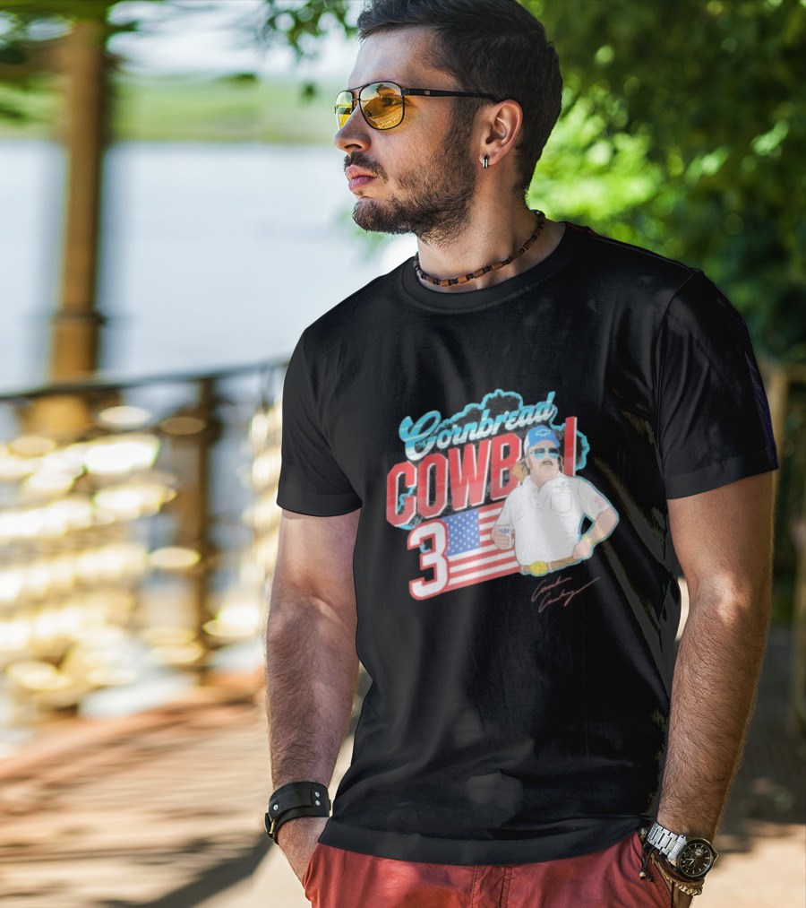 Cornbread Cowboi American Flag 3 Racing Fan T-Shirt