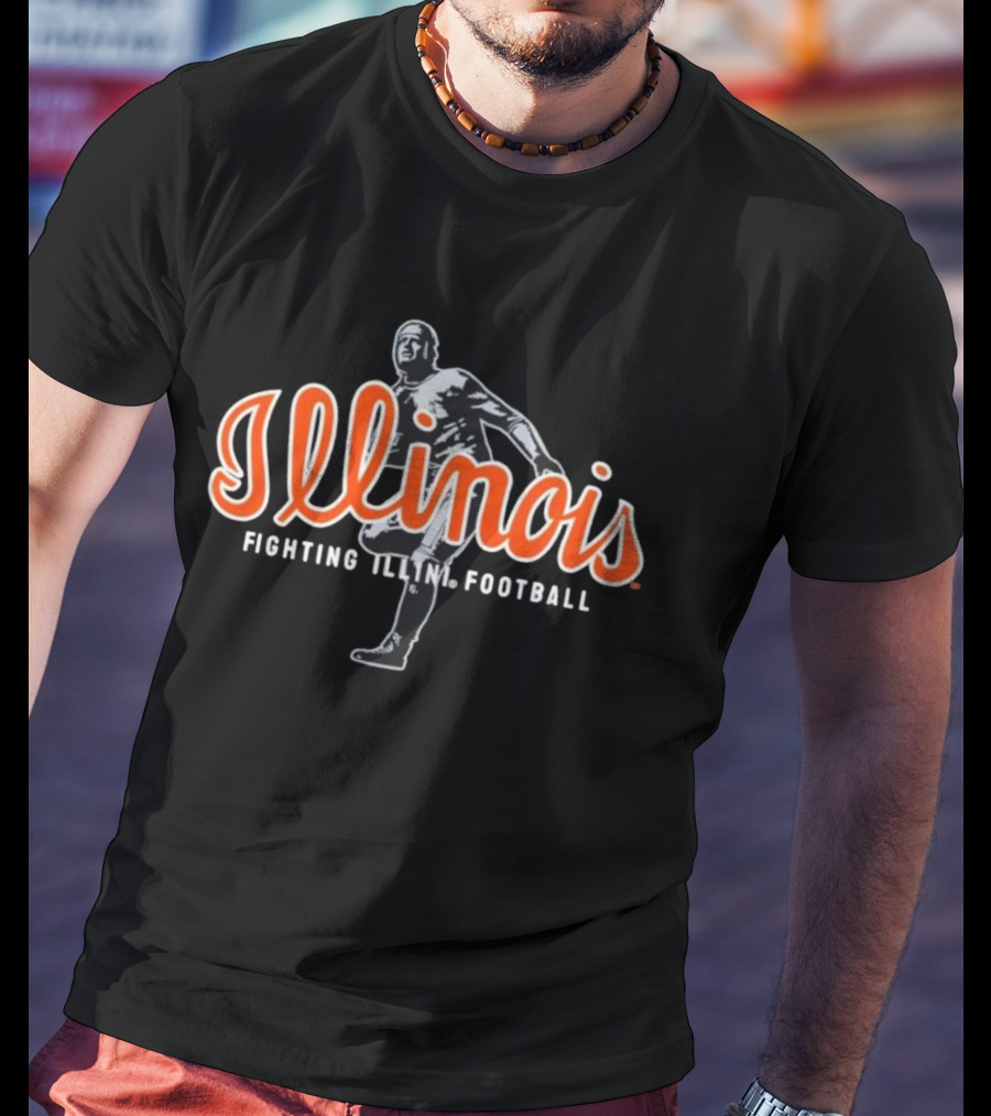 Fighting Illini Illinois Football Vintage Player Icon T-Shirt