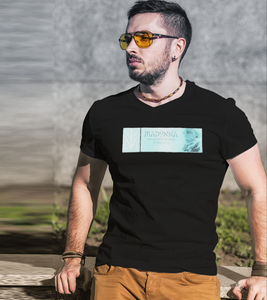 Madonna Drowned World Tour 2001 Blue Aesthetic Album Art T-Shirt