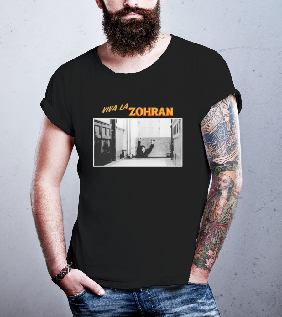 Viva La Zohran Zohran Mamdani Black And White Hallway Enthusiastic Expression T-Shirt