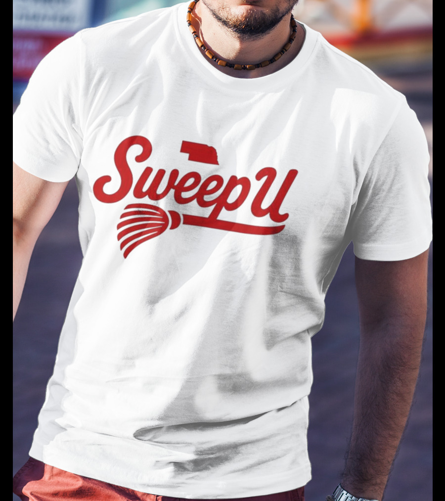 Sweep U Nebraska Cornhuskers Volleyball Broom Logo T-Shirt