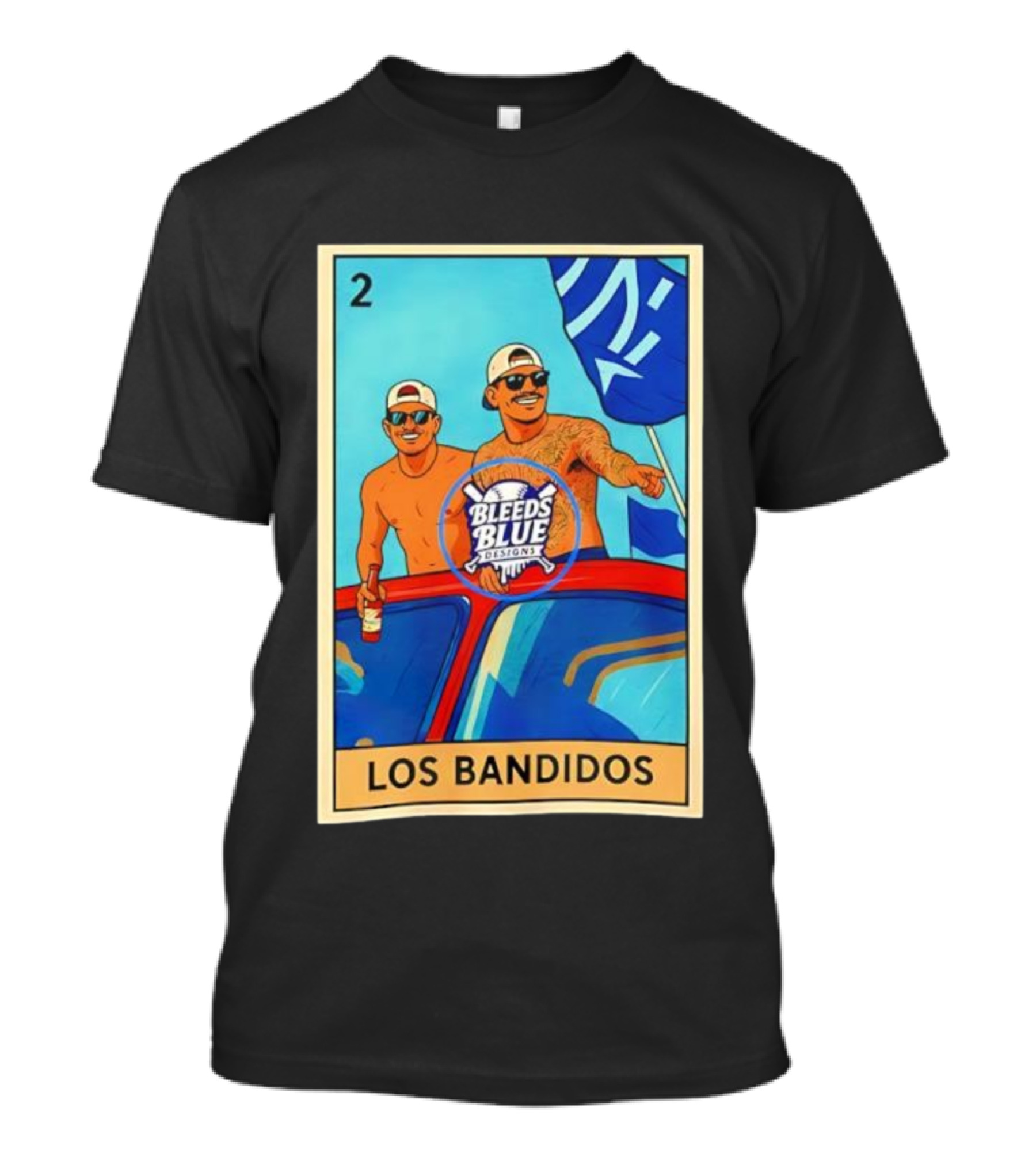 Dodgers Los Bandidos Loteria Card Bleeds Blue Designs T-Shirt