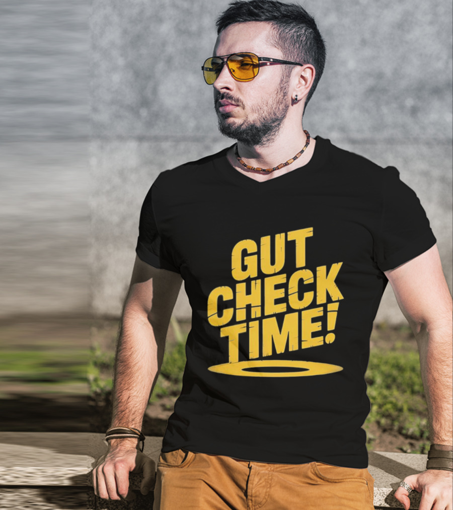Mike Mondo Gut Check Time Bold Yellow Text Motivation T-Shirt