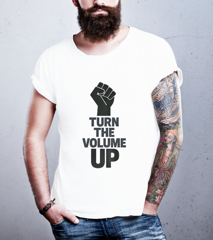 Turn The Volume Up Zohran Mamdani Four Words Baby Raised Fist Symbol T-Shirt