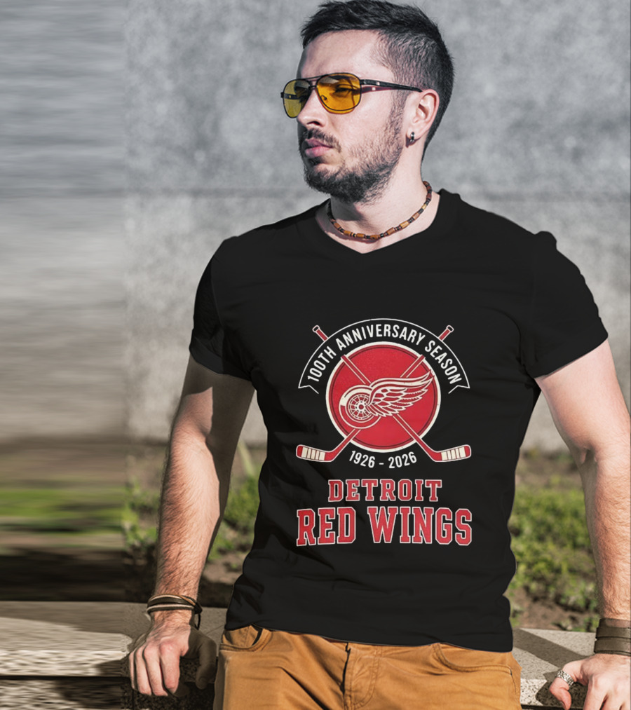 Detroit Red Wings 100th Anniversary Season 1926-2026 T-Shirt