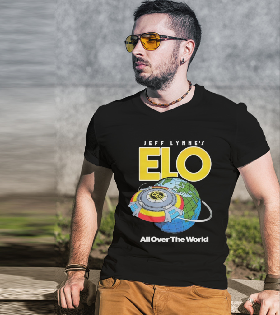 Jeff Lynne's ELO All Over The World Spaceship Globe T-Shirt