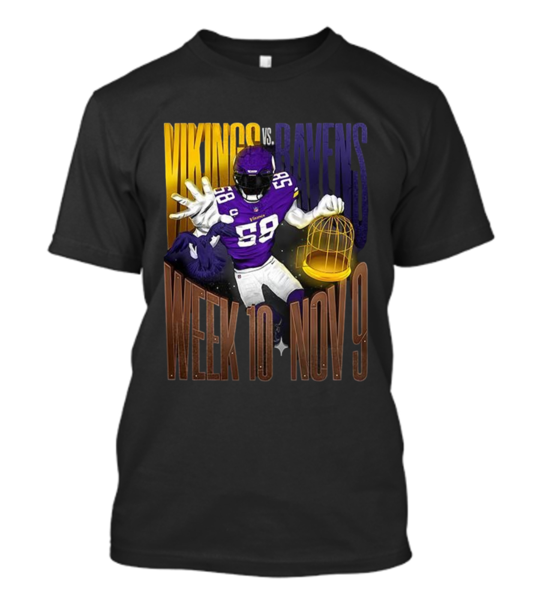 Vikings Vs Ravens Week 10 Nov 9 Football Matchup 58 T-Shirt