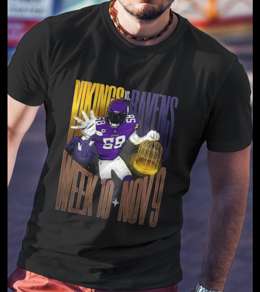 Vikings Vs Ravens Week 10 Nov 9 Football Matchup 58 T-Shirt