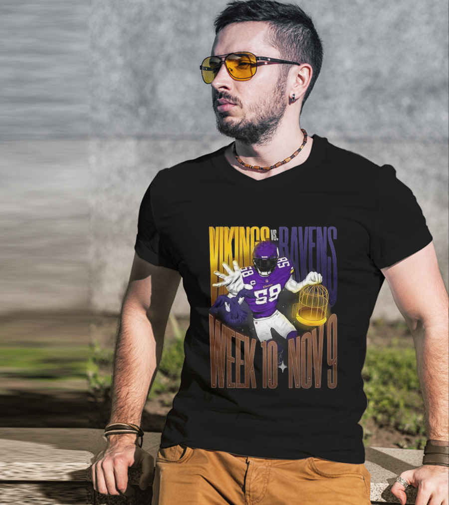 Vikings Vs Ravens Week 10 Nov 9 Football Matchup 58 T-Shirt
