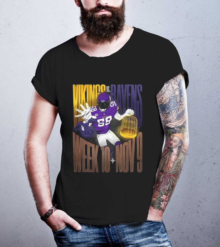 Vikings Vs Ravens Week 10 Nov 9 Football Matchup 58 T-Shirt
