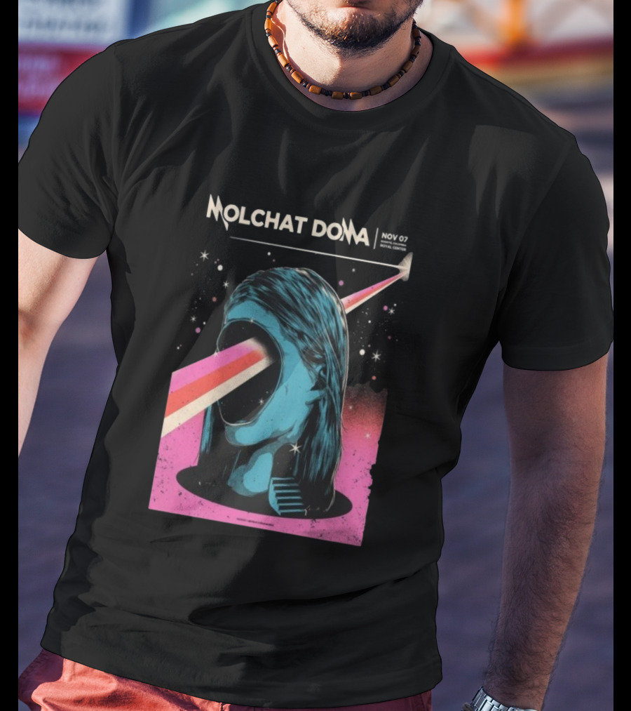 Molchat Doma November 7 2025 Royal Center Bogotá Colombia Head Psychedelic Laser Art Scene T-Shirt