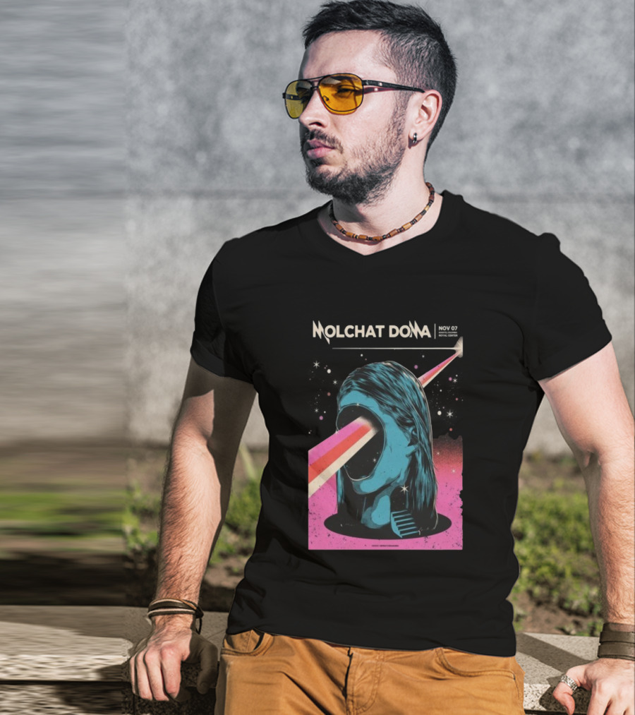 Molchat Doma November 7 2025 Royal Center Bogotá Colombia Head Psychedelic Laser Art Scene T-Shirt
