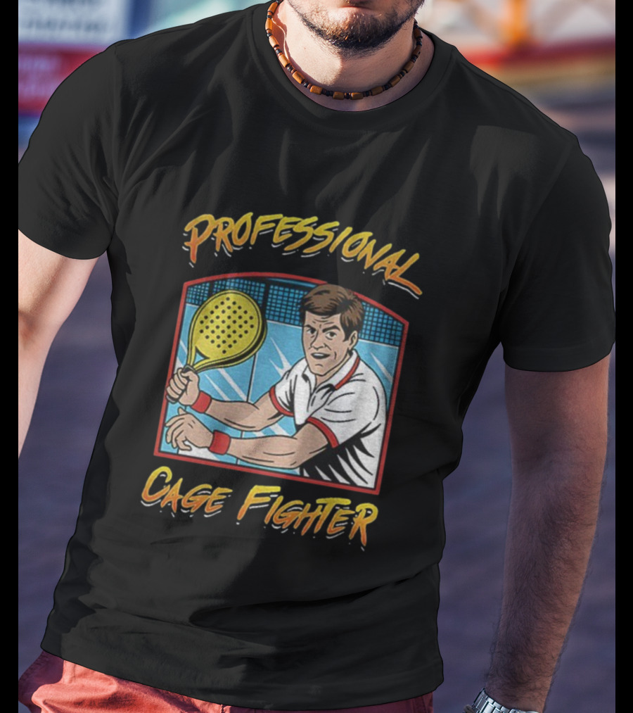 PROFESSIONAL CAGE FIGHTER PADEL Tennis Player Retro Style T-Shirt