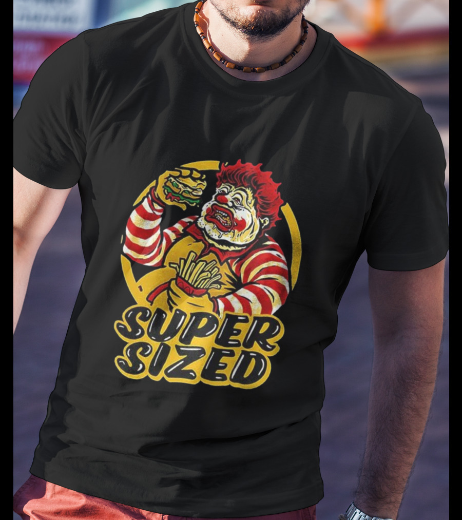Super Sized Clown Eating Burger And Fries T-Shirt