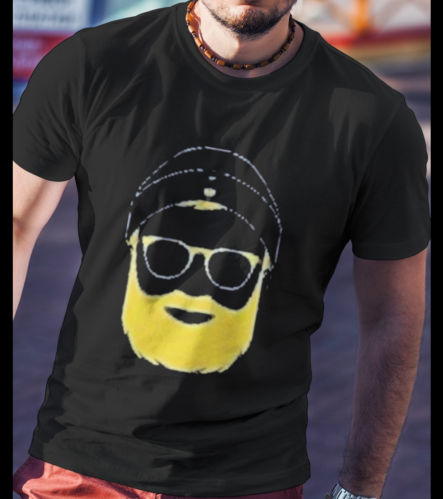 Letterman Beard Glasses Beanie Icon Sketch T-Shirt
