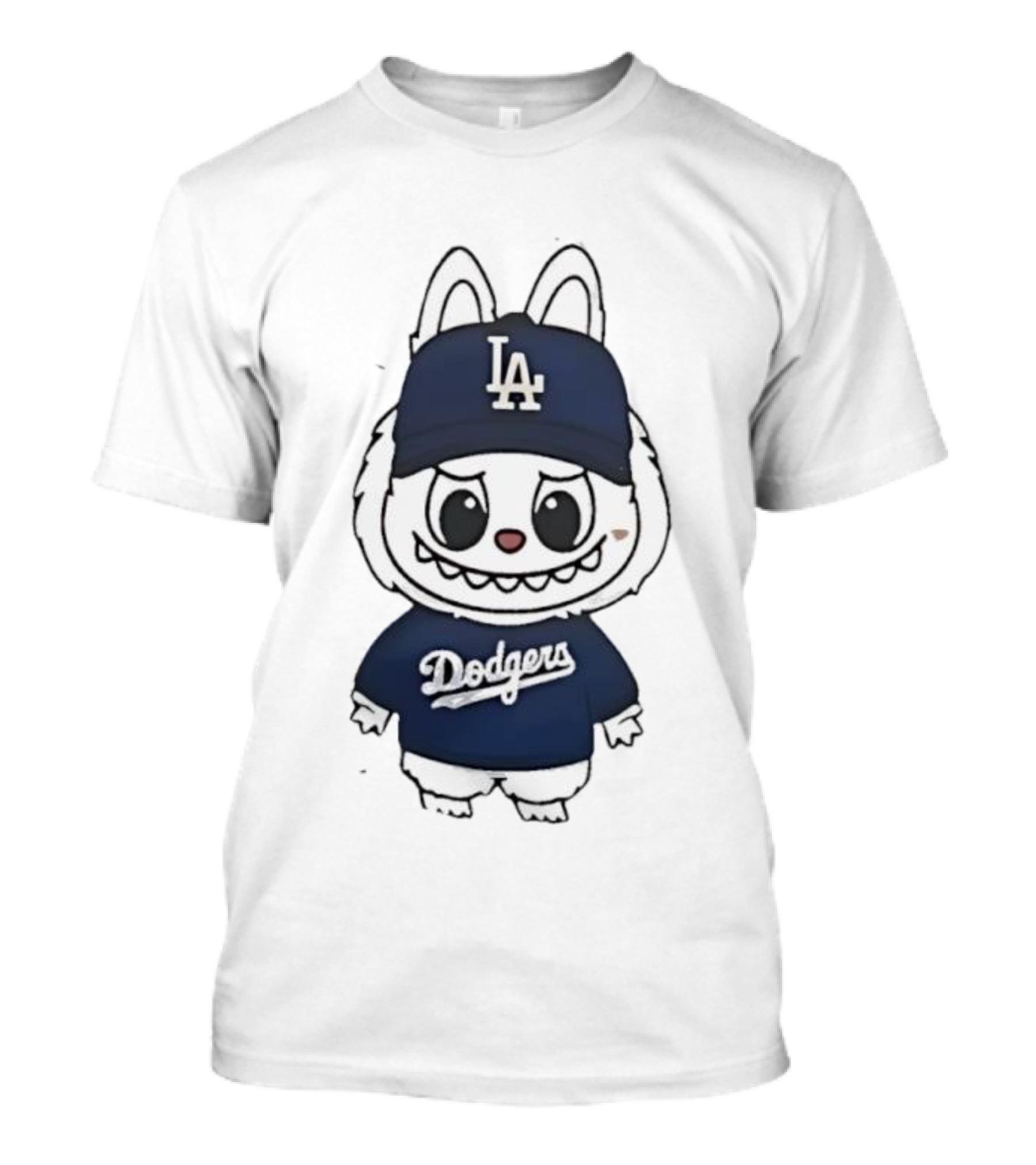 Labubu In Dodgers Gear Los Angeles Dodgers Hat And Outfit T-Shirt