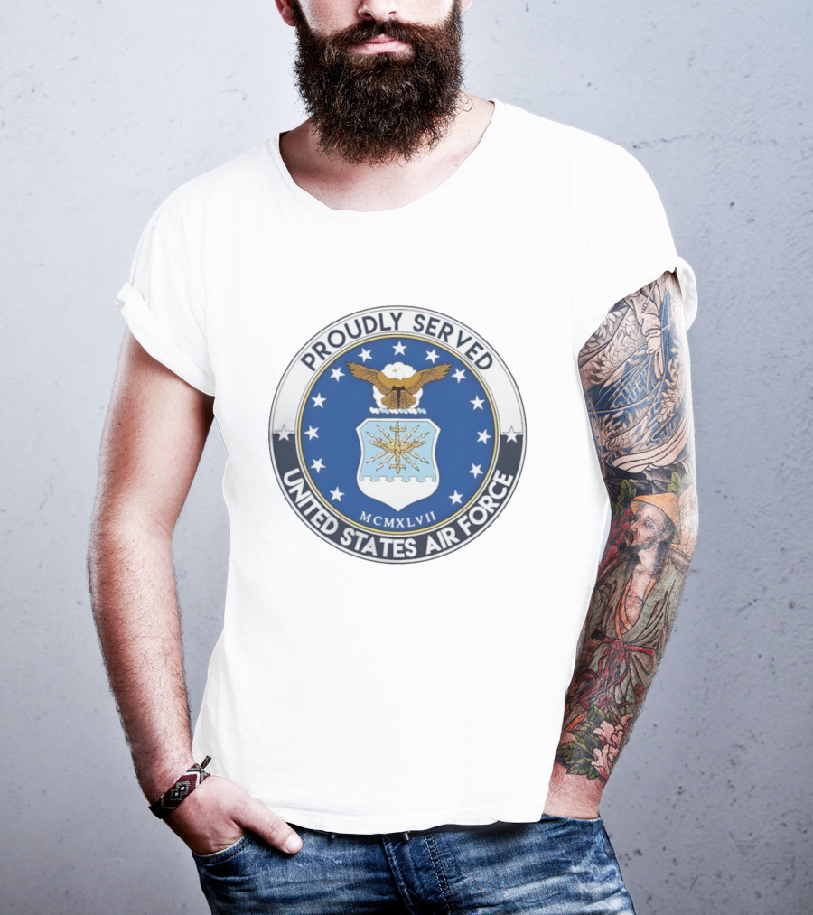 Proudly Served United States Air Force MCMXLVII Eagle Emblem T-Shirt