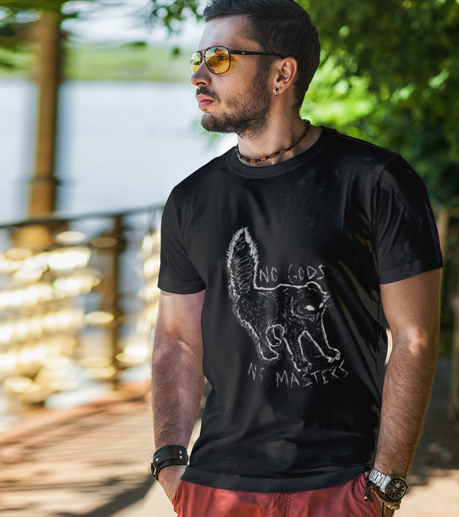 Feral Kitten Patch No Gods No Masters Anarchist Cat T-Shirt