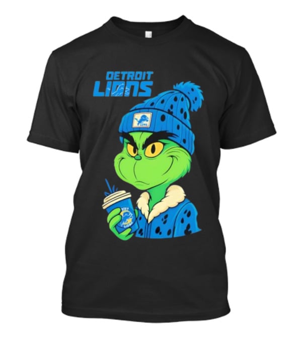 Detroit Lions Grinch Christmas Hat Coffee Cup T-Shirt