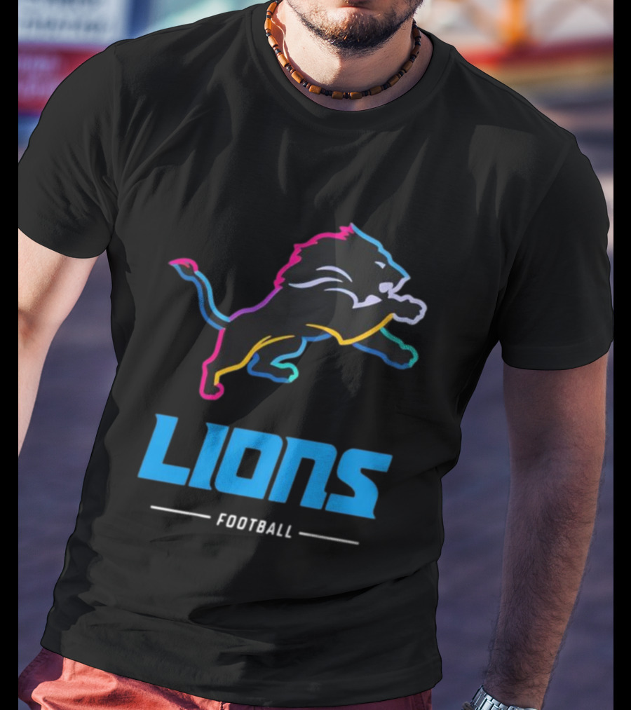 Lions Football Colorful Lion Graphic T-Shirt