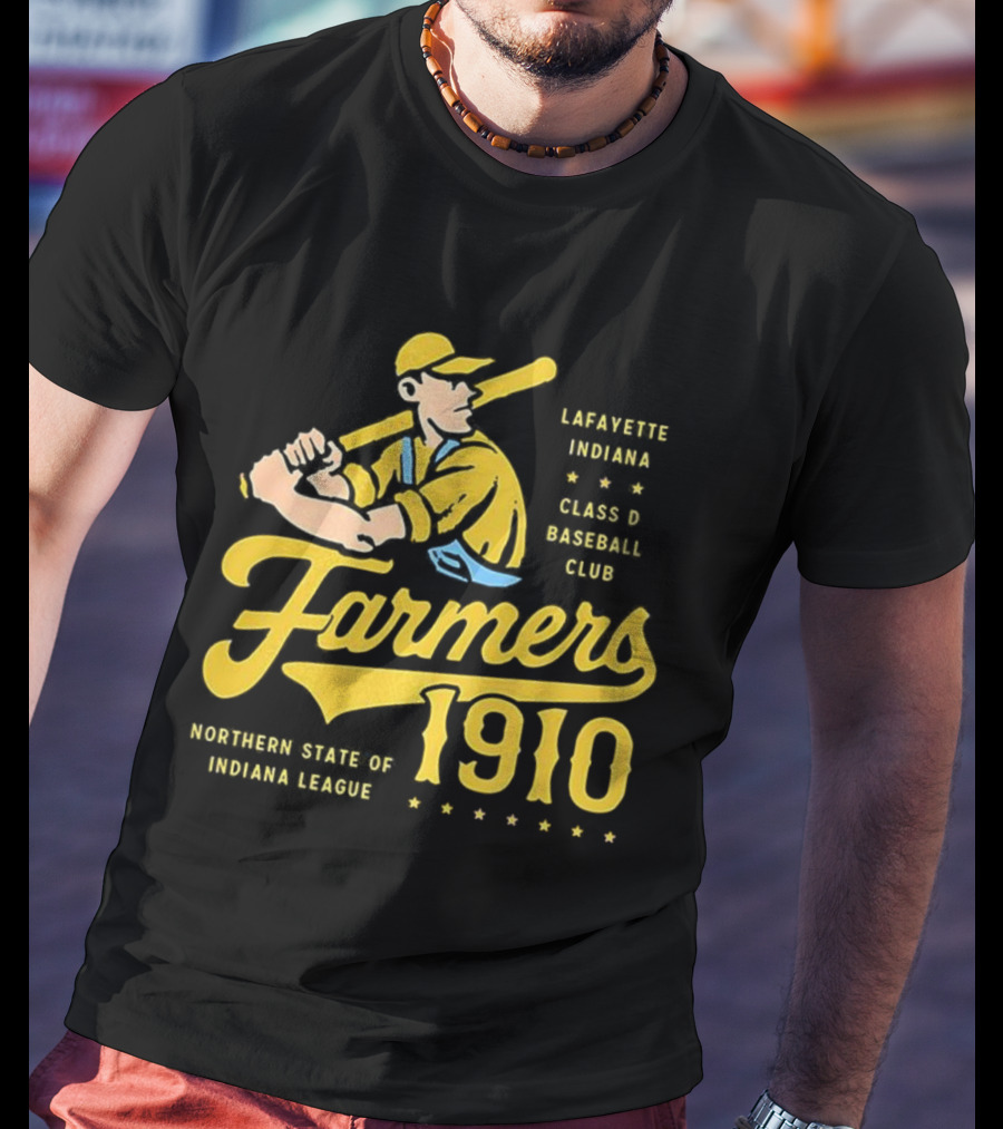 Farmers 1910 Lafayette Indiana Class D Baseball Club Northern State Of Indiana League Retro T-Shirt