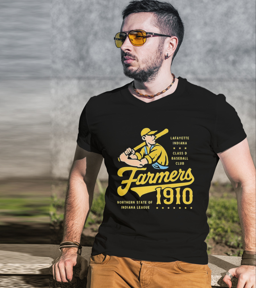Farmers 1910 Lafayette Indiana Class D Baseball Club Northern State Of Indiana League Retro T-Shirt