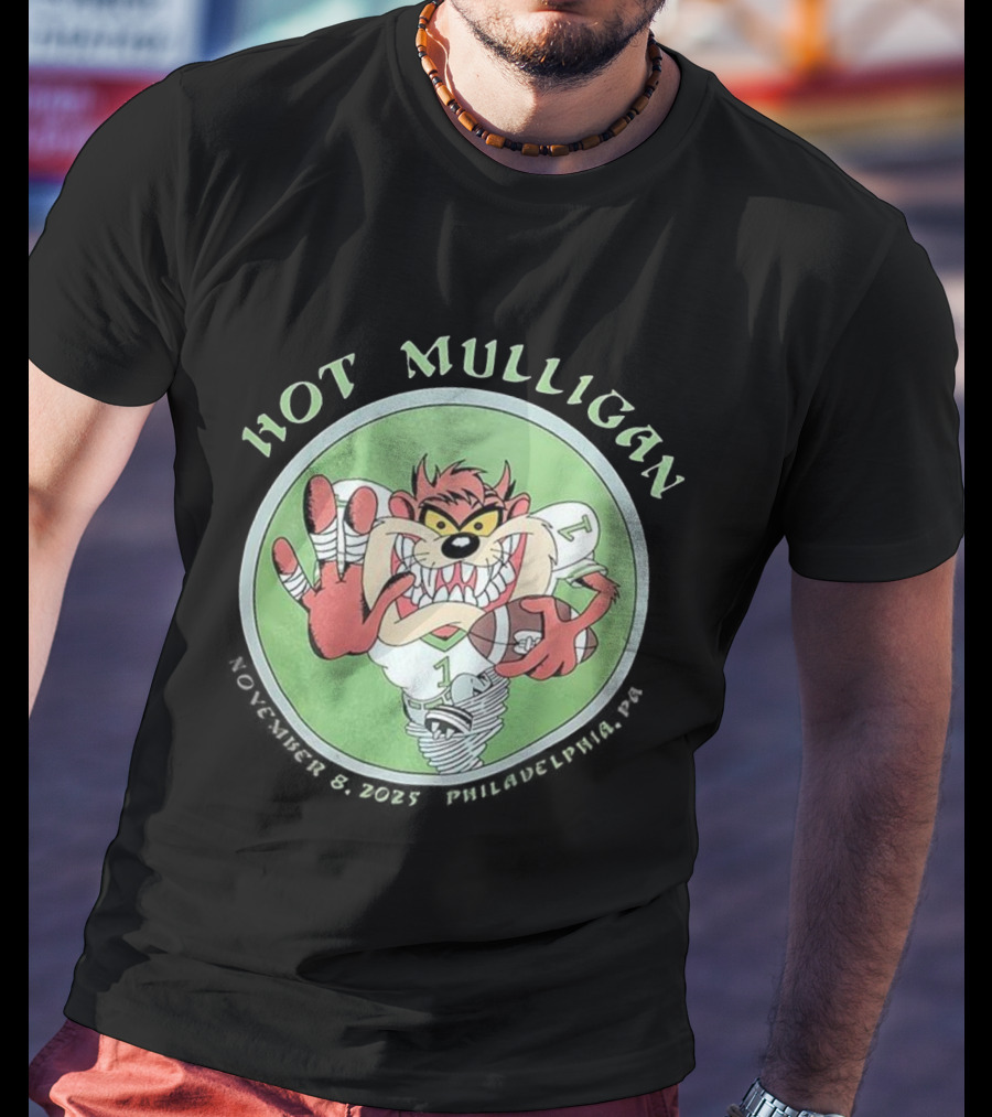 Hot Mulligan November 8 2025 Philadelphia PA Tasmanian Devil Football Player T-Shirt