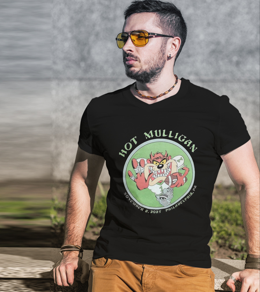 Hot Mulligan November 8 2025 Philadelphia PA Tasmanian Devil Football Player T-Shirt
