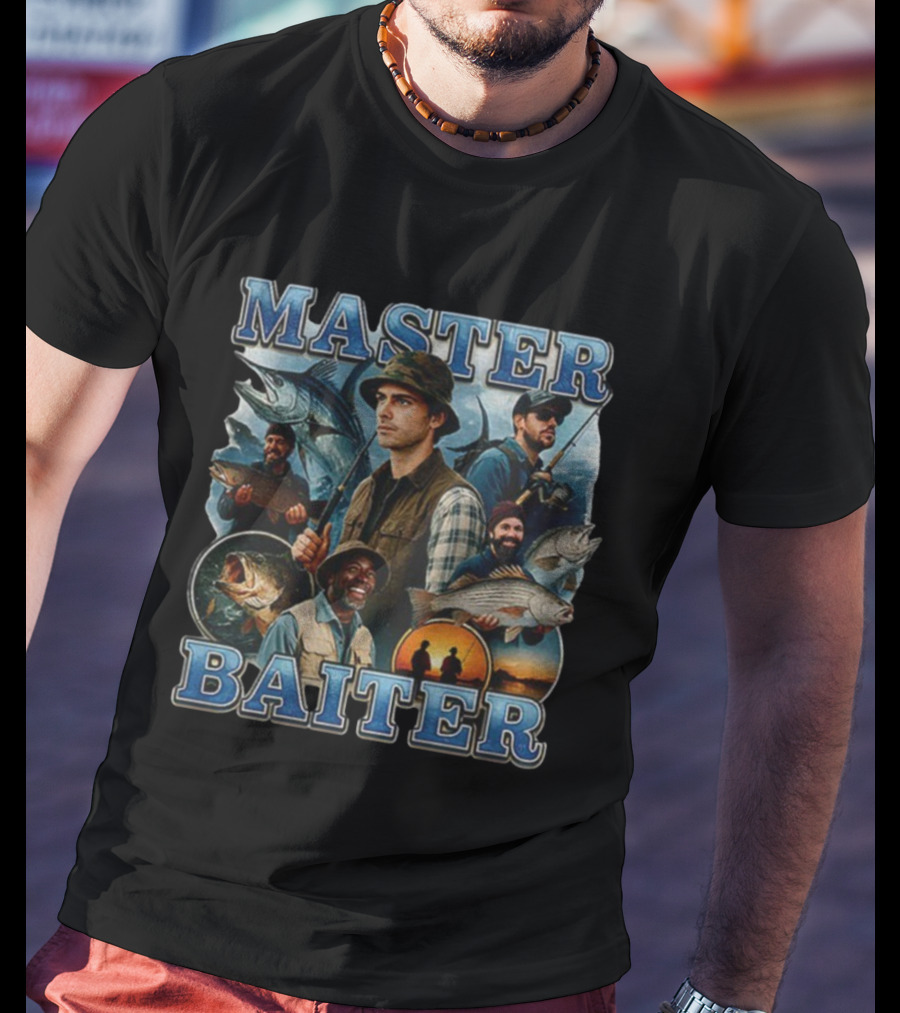 Master Baiter Vintage Fishing Enthusiasts Scenic Adventure T-Shirt