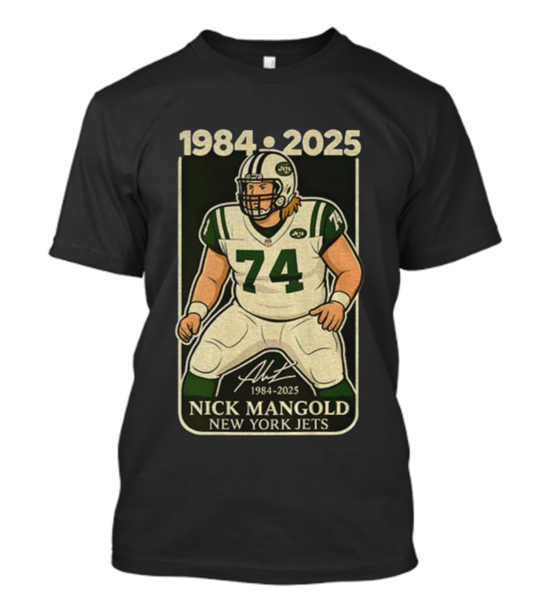 1984-2025 Nick Mangold 74 New York Jets Football Legend Signature T-Shirt